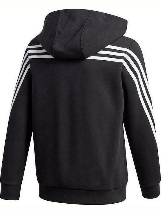 Kids Sweatshirt Cardigan with Hood and Pockets Black 3-Stripes