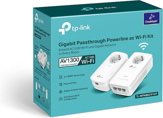 TP-LINK TL-WPA8631P KIT v3 Powerline Double Wi‑Fi 5 with Passthrough Socket and 3 Gigabit Ethernet Ports