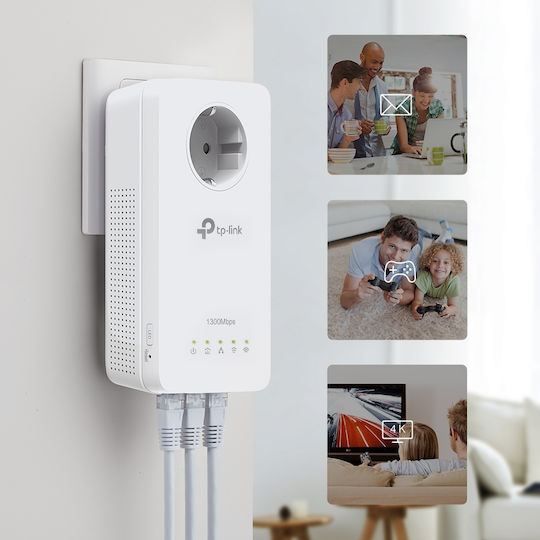 TP-LINK TL-WPA8631P KIT v3 Powerline Double Wi‑Fi 5 with Passthrough Socket and 3 Gigabit Ethernet Ports