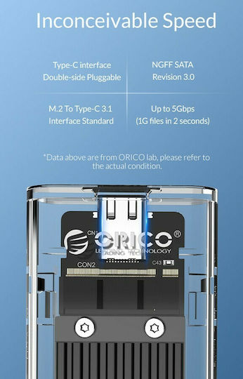 Orico Θήκη για Σκληρό Δίσκο M.2 SATA III με σύνδεση USB3.1