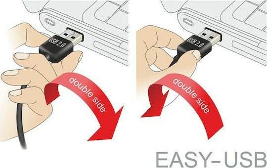 Powertech Angle (90°) USB 2.0 to micro USB Cable Μαύρο 3m (CAB-U126)