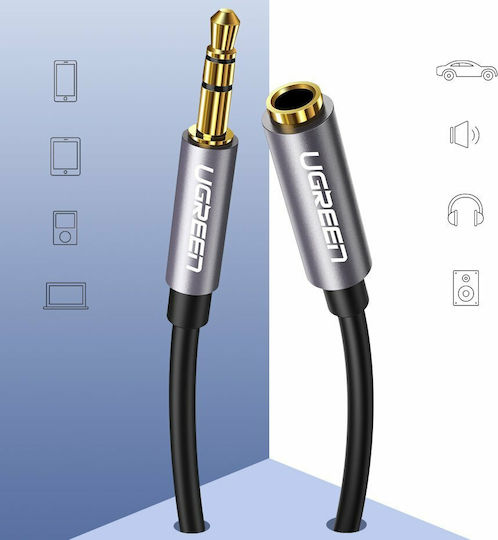 Ugreen 3.5mm Male to 3.5mm Female Audio Cable Silver 3m with Gold Plated Terminals 10595