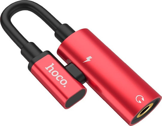 Hoco LS19 Converter USB-C male to 3.5mm / USB-C female Red 1pcs