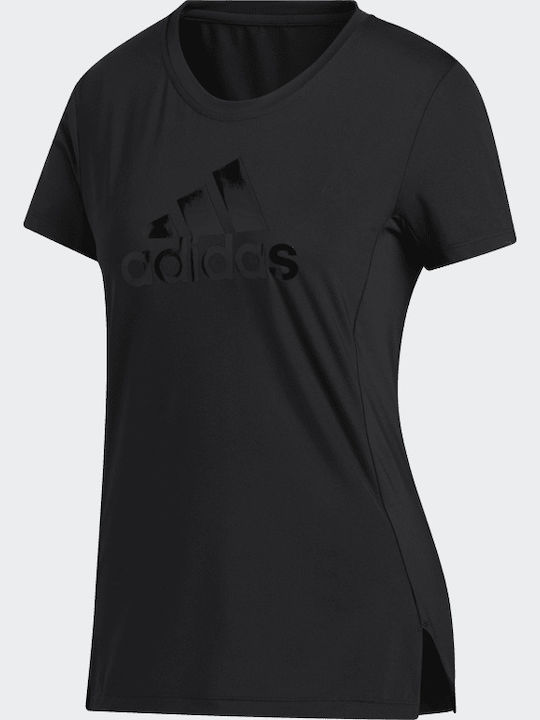 Badge Sport Logo Women's Crop T-shirt Fast Drying with Sheer Black