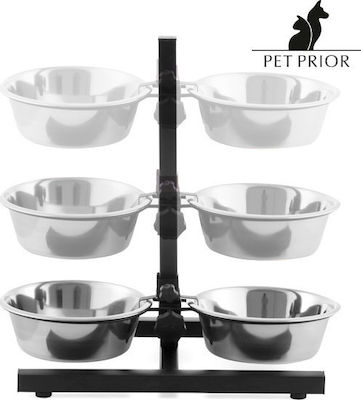 Pet Prior Stainless Bowls Food & Water for Dog Silver with Base 2x1800ml