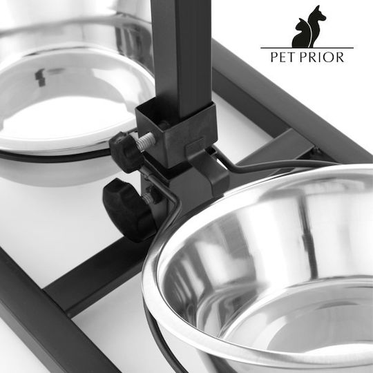 Pet Prior Edelstahl Schalen Futter & Wasser für Hund & Katze auf Basis von 2x 1.8lt 19cm in Silber Farbe