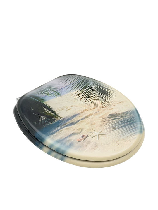 vidaXL Κάλυμμα Λεκάνης "Παραλία" από MDF Καπάκι Λεκάνης Ξύλινο 43.7x37.8cm Πολύχρωμο