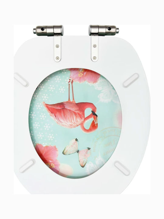 vidaXL Toilet Seat Soft Close Wooden 42.5x35.8cm Flamingo