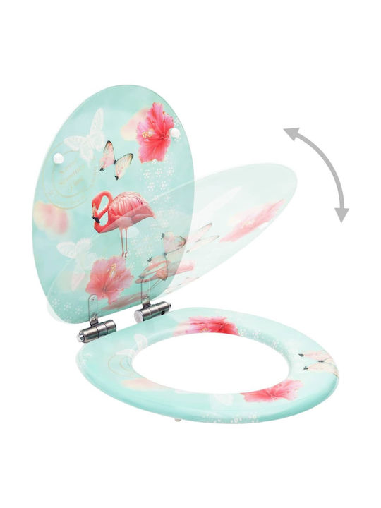vidaXL Toilet Seat Soft Close Wooden 42.5x35.8cm Flamingo