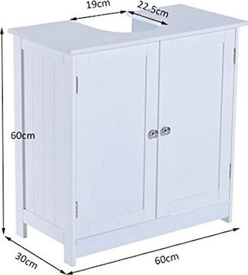 HomCom Cabinet de baie fără chiuvetă L60xl30xH60cm Alb