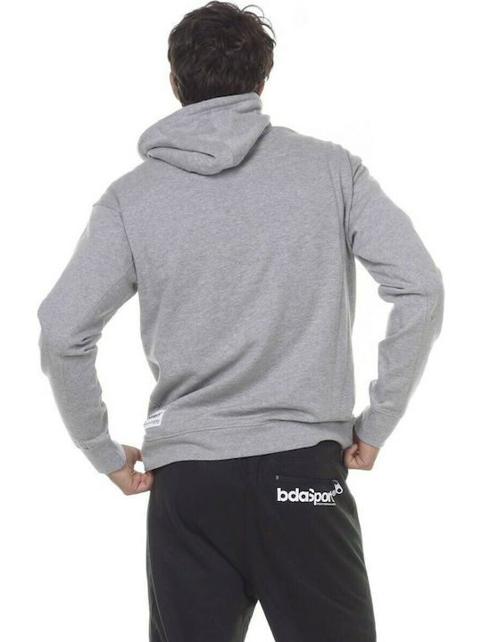 Body Action Men's Sweatshirt with Hood and Pockets Dark Melange Grey