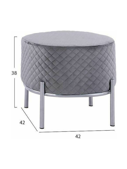 Stool For Living Room Upholstered with Velvet Sinta Grey 42x42x38cm