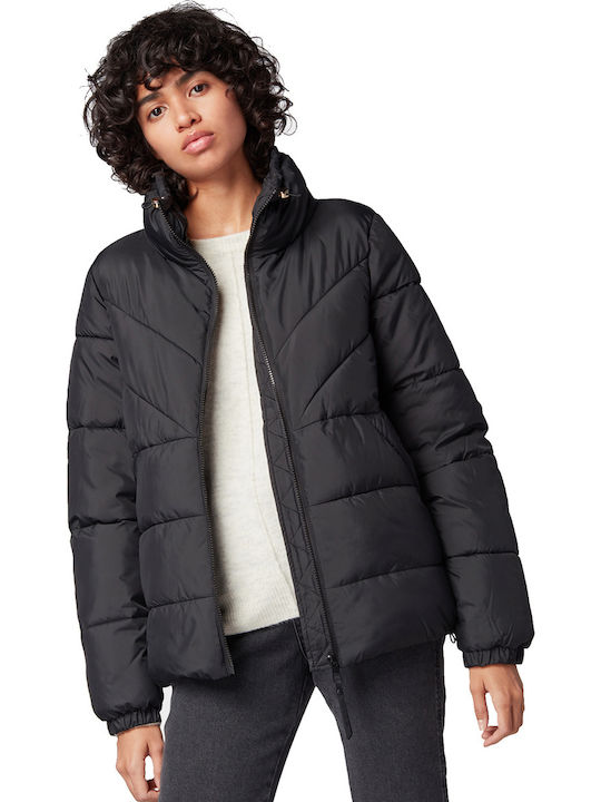 Women's Short Puffer Jacket for Winter Black
