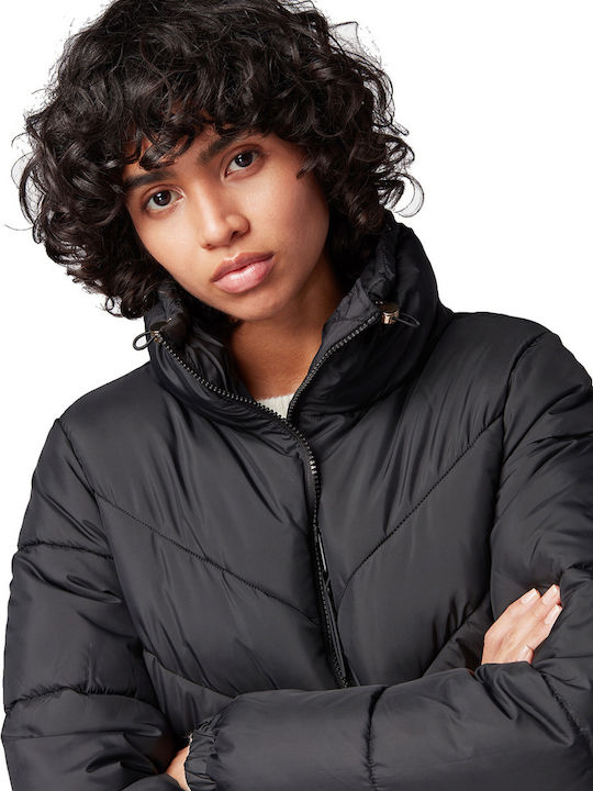 Women's Short Puffer Jacket for Winter Black