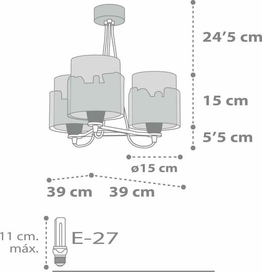Ango Baby Travel Kronleuchter Kinderdeckenleuchte Deckenleuchte 23W mit Fassung E27 Mehrfarbig