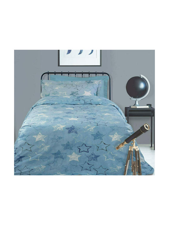 Das Home 4738 Set Kids Duvet Cover Single with Pillowcase Cotton Light Blue 160x240cm