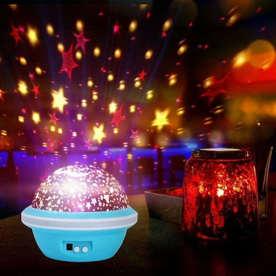 Led Kids Projector Lamp Starry Sky UFO with Star Projection Blue 8.5x8.5x11.5εκ.