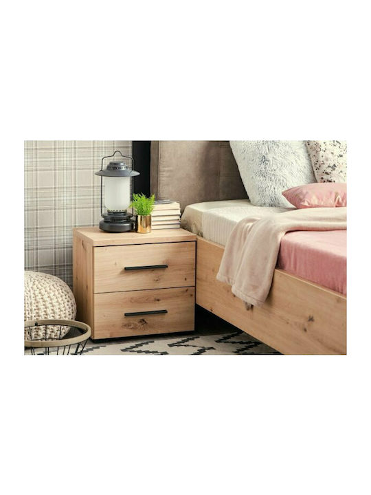 Dado No2F Wooden Bedside Table Artisan Oak 44.5x33.5x43cm