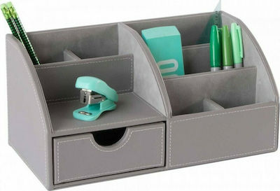 Piele Organizator de birou în culoarea Gri 29x15x14cm.