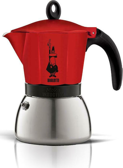 Bialetti Moka Induction Кафеварка За Еспресо 6 Чаши Червена