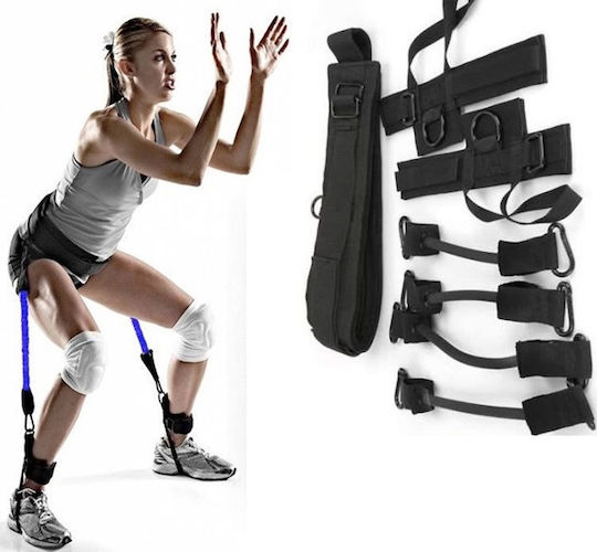Factory Vertical Jump Trainer Тръбести ленти за фитнес с дръжки Комплект 4бр Черен