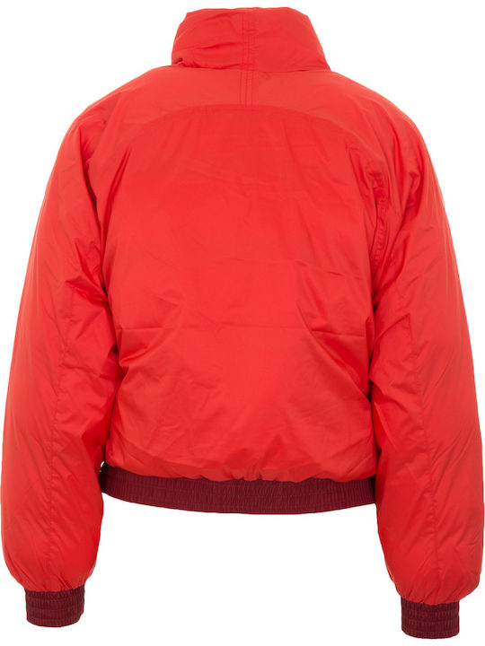 Lydia Reversible Κοντό Γυναικείο Puffer Μπουφάν Διπλής Όψης για Χειμώνα Κόκκινο