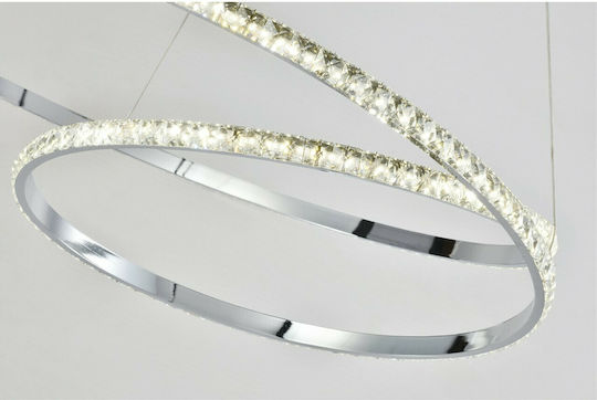 Hatzipantos Stores Pendant Light Silver with Crystals for Socket E27 80x80cm