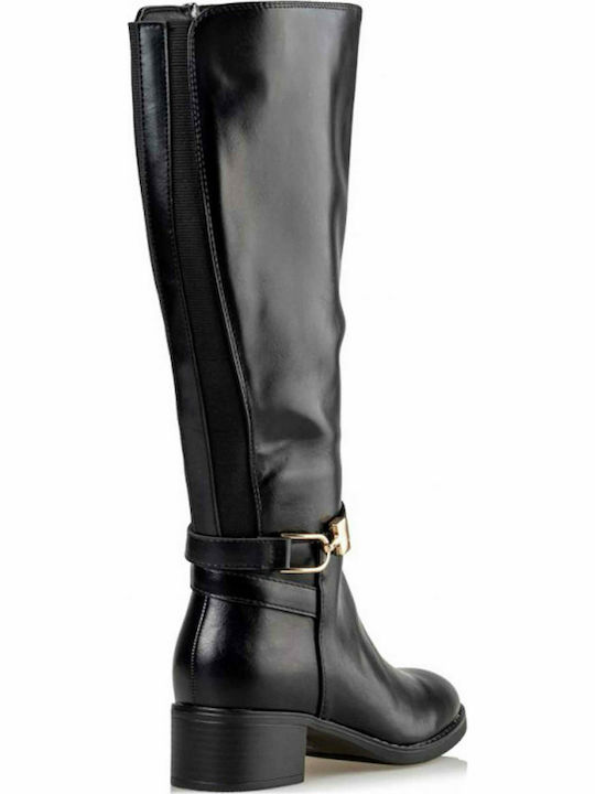 Envie Shoes Anatomic Leather Riding Boots with Rubber / Zipper Black