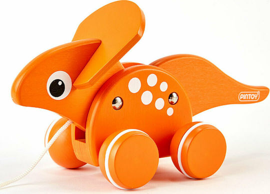 Pin Toys Συρόμενο Παιχνίδι Τρεχαλίτσα Δεινόσαυρος Τρικεράτωψ από Ξύλο για 12+ Μηνών