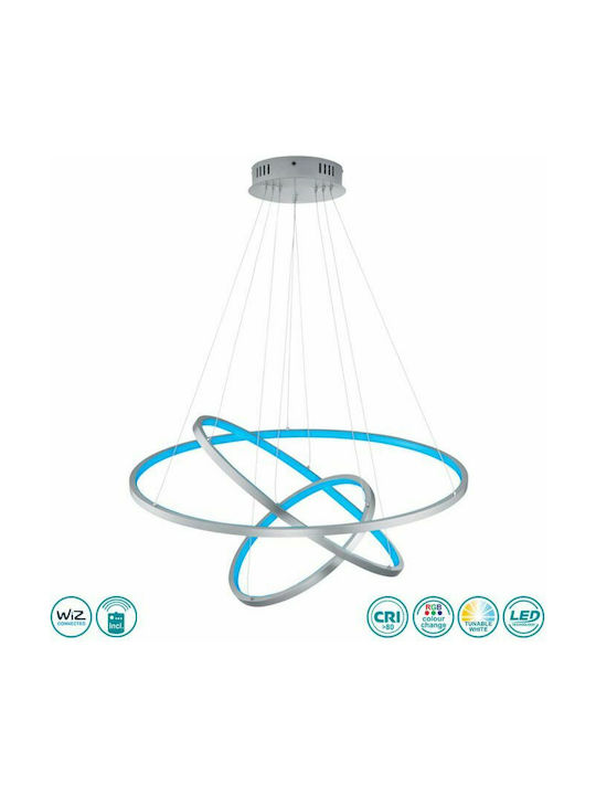 Trio Lighting Aaron Ρυθμιζόμενο Κρεμαστό Φωτιστικό Ασημί LED 80εκ.