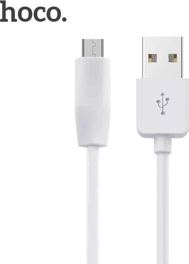 Hoco Regular USB 2.0 to micro USB Cable Λευκό 1m (X1)