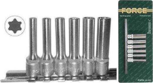 Force Καρυδάκια Torx Μακριά με Καρέ Υποδοχής 1/4" Σετ 6τμχ