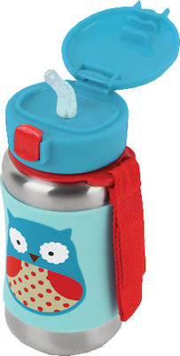 Skip Hop Kids Stainless Steel Water Bottle with Straw Light Blue 350ml