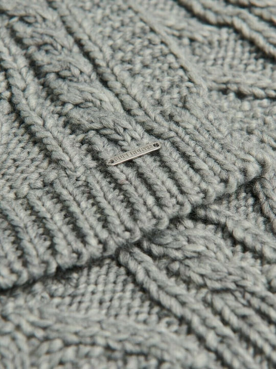 Lannah Cable Women's Wool Scarf Grey Marl