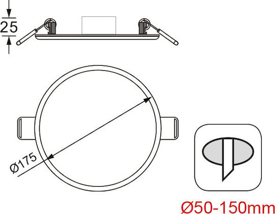 Aca Στρογγυλό Χωνευτό LED Panel 15W με Θερμό Λευκό Φως 3000K 17.5εκ.