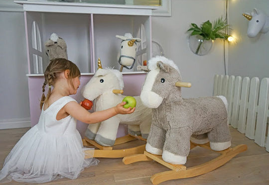 Jabadabado Fabric Rocking Toy Horse for 12+ months with Max Load Capacity 30kg Brown