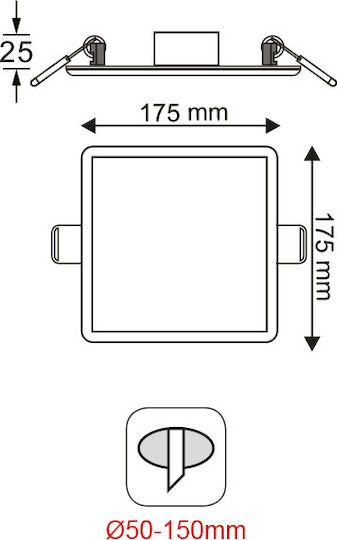 Aca Χωνευτό LED Panel 15W 17.5x17.5εκ. Aca Χωνευτό LED Panel 15W 17.5x17.5εκ.