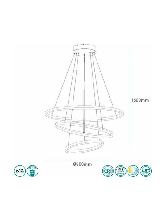 Trio Lighting Aaron Ρυθμιζόμενο Κρεμαστό Φωτιστικό Μαύρο LED 80εκ.