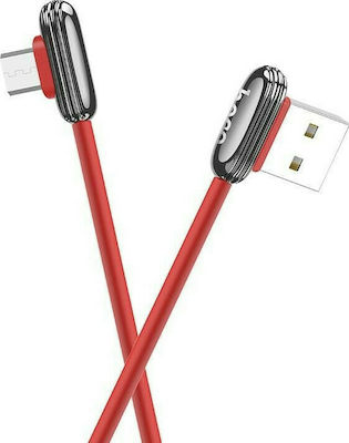 Hoco U60 Soul Secret Unghi (90°) USB 2.0 spre micro USB Cablu Roșu 1.2m (HC-U60MR) 1buc