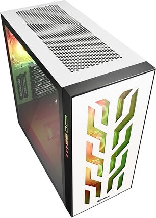 Sharkoon Elite Shark CA300T Gaming Midi Tower Computer Case with Side Window and RGB Lighting White