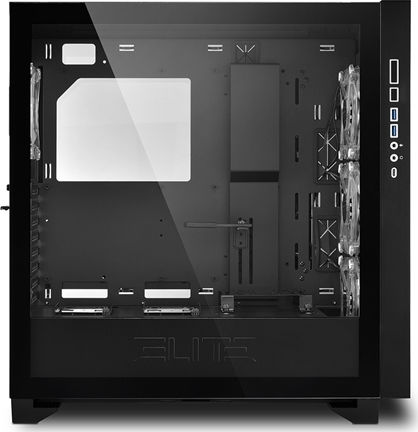 Sharkoon Elite Shark CA300T Геймърско бюро Midi Tower Компютърна кутия със страничен прозорец и RGB осветление Черен