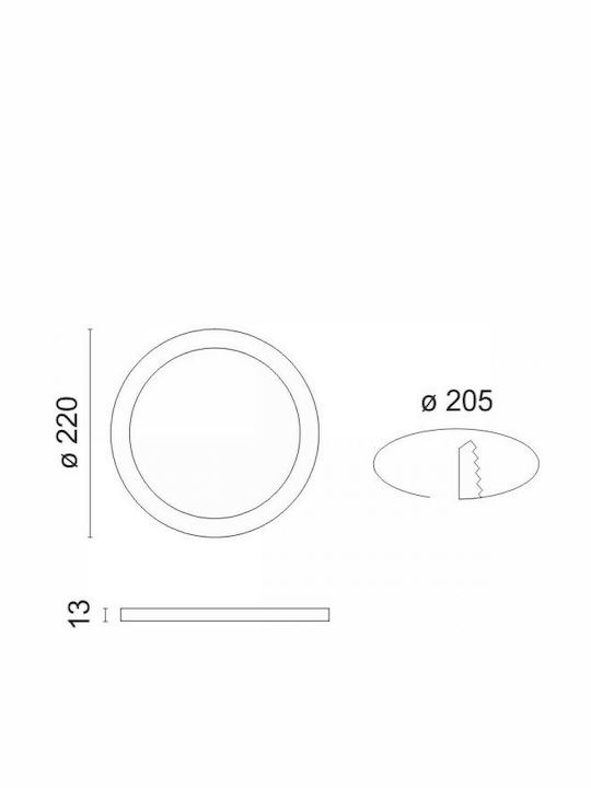 Spot Light Round Recessed LED Panel 18W with Natural White Light 4000K 22cm