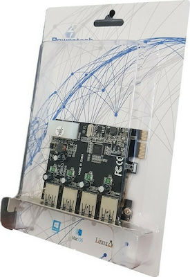 Powertech Κάρτα PCIe σε 4 θύρες USB 3.0