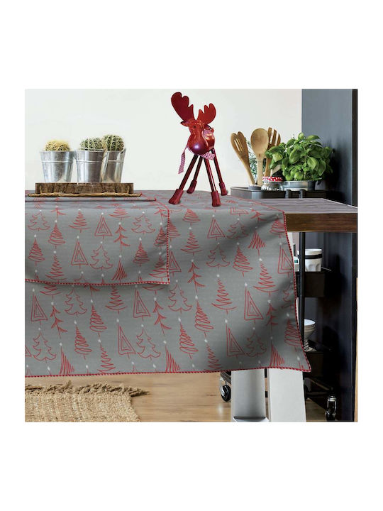 Das Home Christmas Tablecloth Fabric Gray L140xW140cm 1pcs