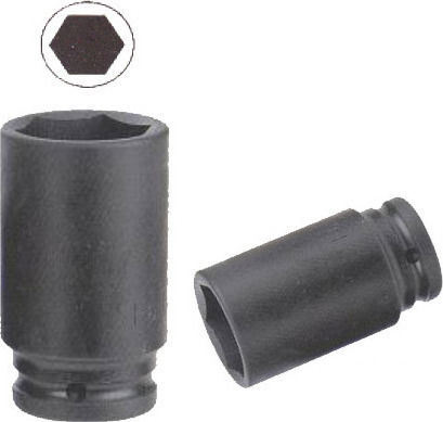 Force Socket Pneumatic Hex Long with Square Drive 1" Diameter 24mm