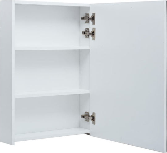 vidaXL Oglindă de Baie Dreptunghiulară Lumini LED din MDF cu Dulap 50x70cm Alb