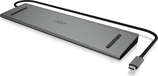 Acer Stație De Andocare USB-C Cu HDMI 4K PD Ethernet Și Conexiune La 2 Monitoare Gri (LC.DCK11.001)