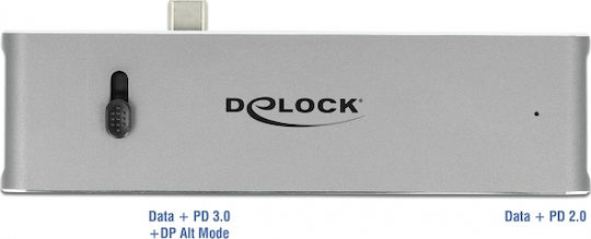 DeLock Docking Station με Διπλό USB-C / USB-C HDMI 4K PD Γκρι (87752)