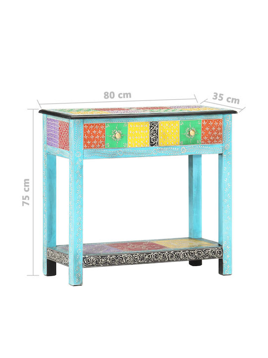 Solid Wood Console Table Multicolour L80xW35xH75cm