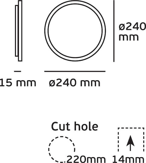 VK Lighting Round Recessed LED Panel 24W with Cool White Light 6000K 24cm